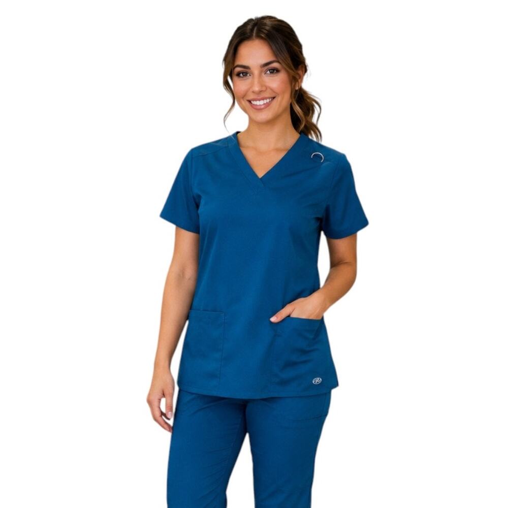 New York Laundry Medics Teal Blue Shortsleeve Scrub Top, M